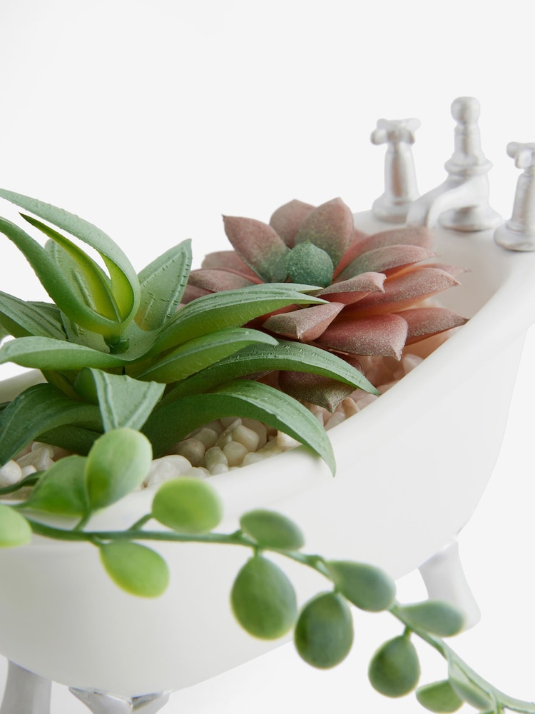 White Artificial Plant Bath Toilet Ornament - Image 3 of 5