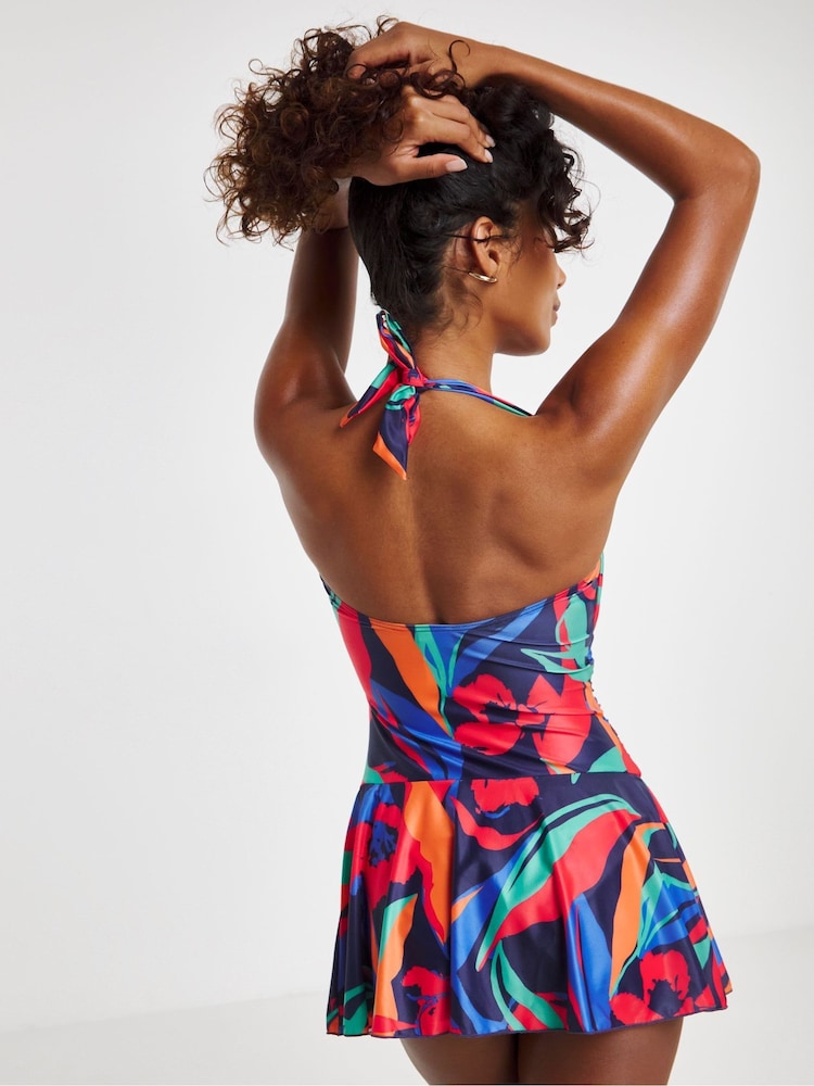 Pink - JD Williams Non Wired Halter Swimdress - Image 2 of 5