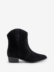 JD Williams Black Classic Suede Western Ankle Boots In Extra Wide Fit - Image 3 of 3