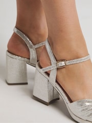 JD Williams Silver Strappy Platform Sandals In Wide Fit - Image 4 of 5