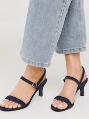 JD Williams Blue Wide Fit Barely There Classic Kitten Heel Sandals in Wide Fit - Image 1 of 4