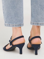 JD Williams Blue Wide Fit Barely There Classic Kitten Heel Sandals in Wide Fit - Image 2 of 4