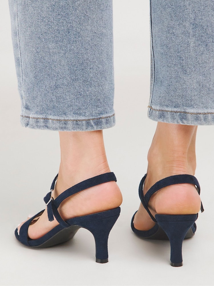 JD Williams Blue Wide Fit Barely There Classic Kitten Heel Sandals in Wide Fit - Image 2 of 4