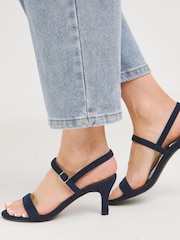JD Williams Blue Wide Fit Barely There Classic Kitten Heel Sandals in Wide Fit - Image 3 of 4