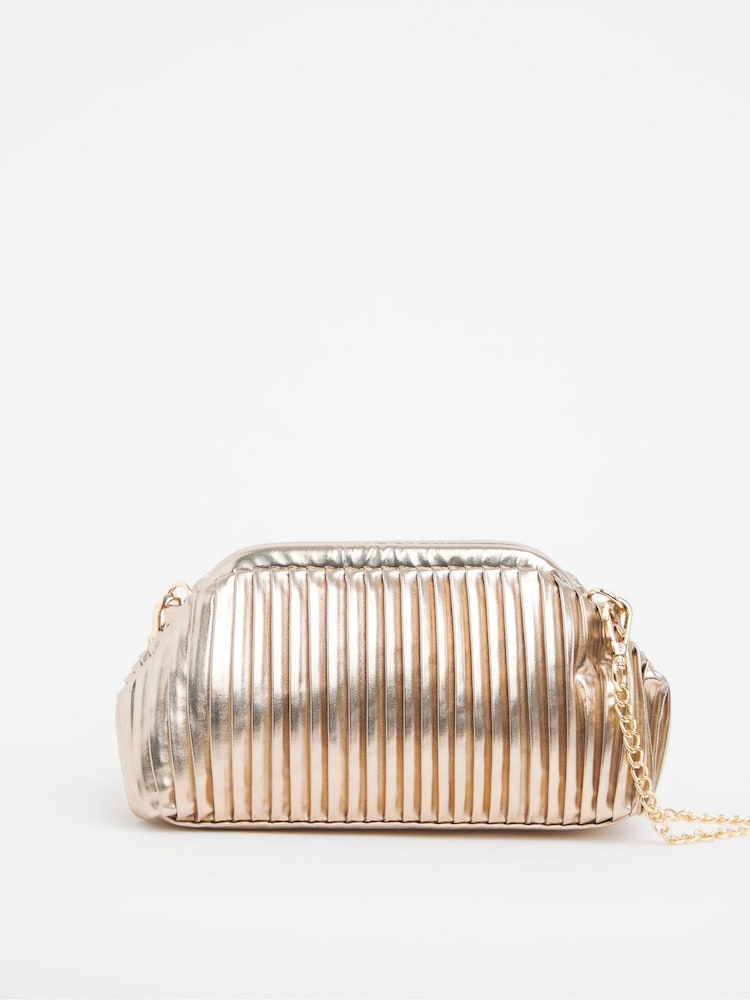 JD Williams Gold Pleated Clutch Bag - Image 2 of 4