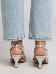 JD Williams Silver Wide Fit Barely There Classic Kitten Heel Sandals in Wide Fit - Image 2 of 4