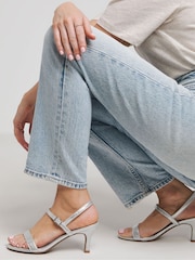 JD Williams Silver Wide Fit Barely There Classic Kitten Heel Sandals in Wide Fit - Image 4 of 4