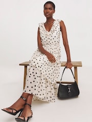 JD Williams Natural Frill Tiered Chiffon Dress - Image 1 of 5