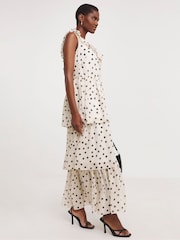 JD Williams Natural Frill Tiered Chiffon Dress - Image 3 of 5