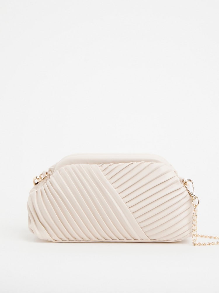 JD Williams Cream Pleated Clutch Bag - Image 1 of 5