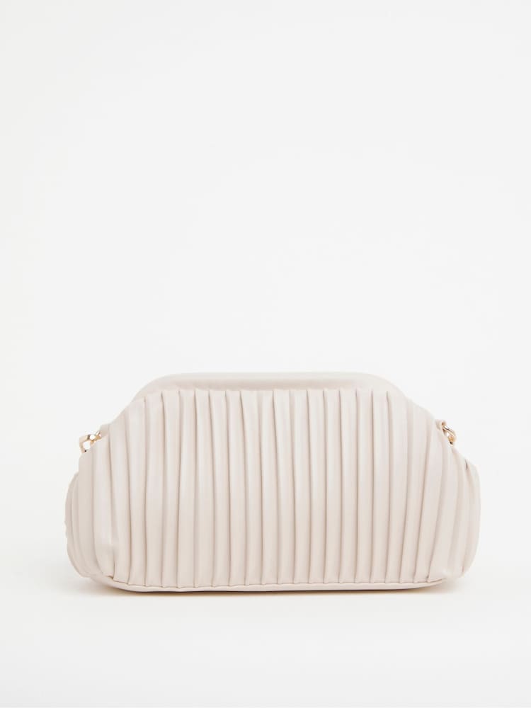 JD Williams Cream Pleated Clutch Bag - Image 2 of 5