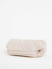 JD Williams Cream Pleated Clutch Bag - Image 3 of 5