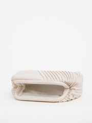 JD Williams Cream Pleated Clutch Bag - Image 4 of 5