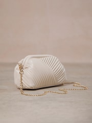 JD Williams Cream Pleated Clutch Bag - Image 5 of 5
