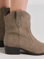 Natural - JD Williams Classic Suede Western Ankle Boots In Extra Wide Fit - Image 3 of 5