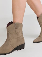 Natural - JD Williams Classic Suede Western Ankle Boots In Extra Wide Fit - Image 4 of 5