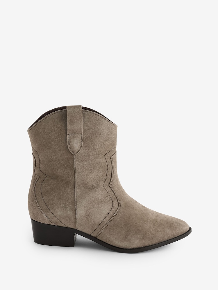 Natural - JD Williams Classic Suede Western Ankle Boots In Extra Wide Fit - Image 5 of 5