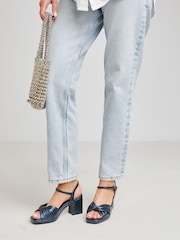 JD Williams Blue Strappy Platform Sandals in Extra Wide Fit - Image 1 of 5