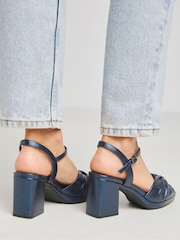 JD Williams Blue Strappy Platform Sandals in Extra Wide Fit - Image 2 of 5