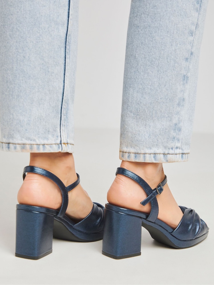 JD Williams Blue Strappy Platform Sandals in Extra Wide Fit - Image 2 of 5