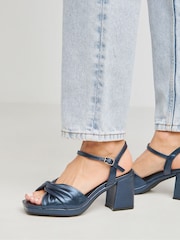 JD Williams Blue Strappy Platform Sandals in Extra Wide Fit - Image 3 of 5