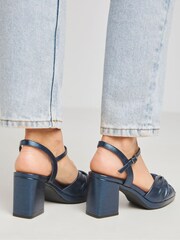 JD Williams Blue Strappy Platform Sandals In Wide Fit - Image 2 of 5