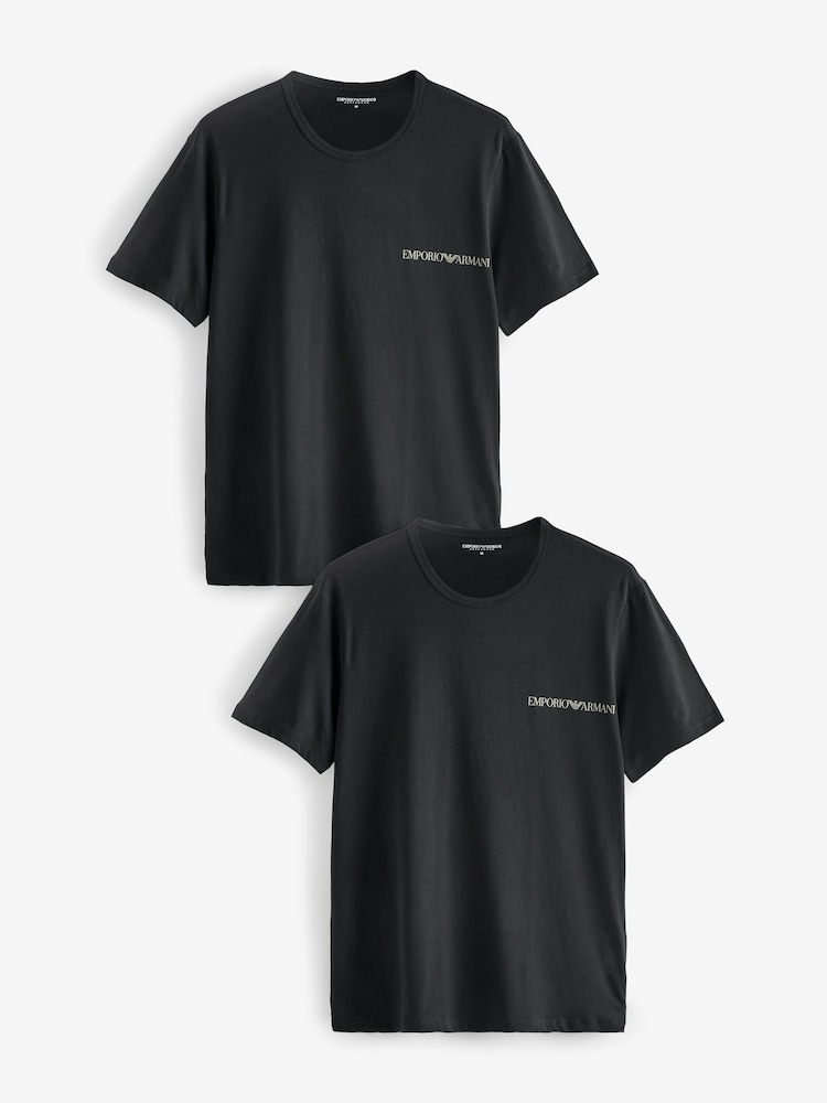 Emporio Armani EA7 Bodywear Black T-Shirts 2 Pack - Image 1 of 3