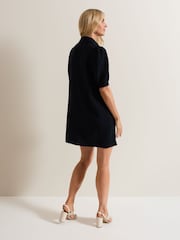 Phase Eight Blue Claudia Button Swing Mini Dress - Image 2 of 6