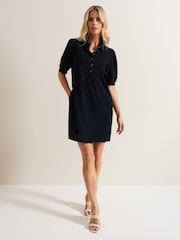 Phase Eight Blue Claudia Button Swing Mini Dress - Image 3 of 6