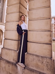 Mint Velvet Blue Side Stripe Trousers - Image 1 of 4