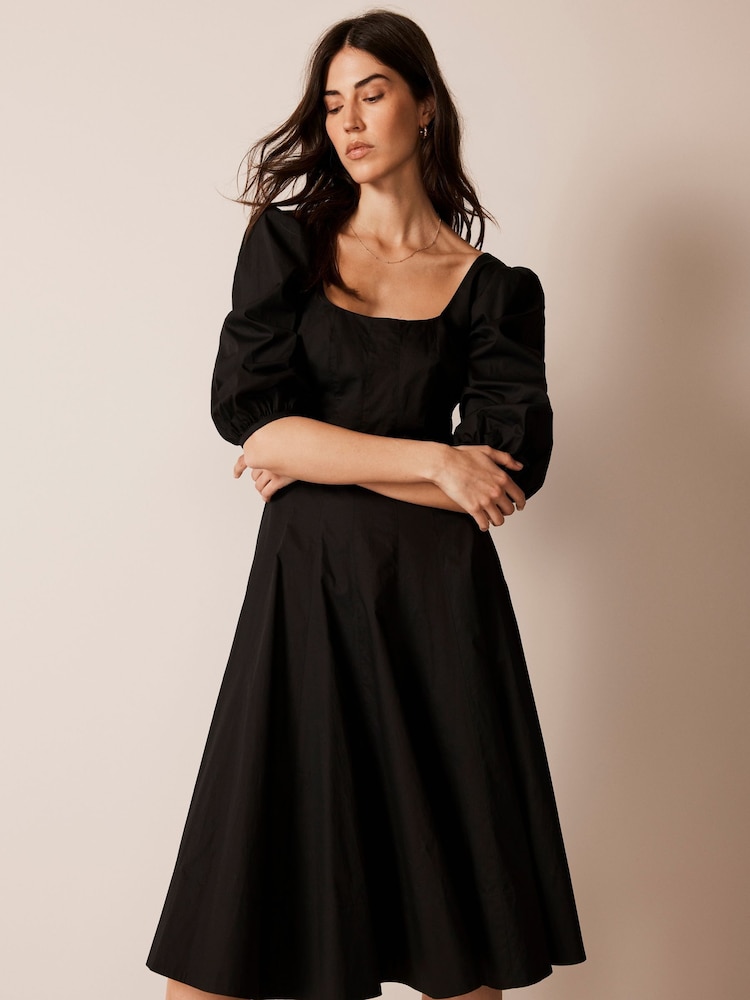 Mint Velvet Black 100% Cotton Midi Dress - Image 1 of 4
