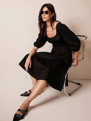 Mint Velvet Black 100% Cotton Midi Dress - Image 2 of 4