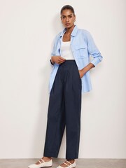 Mint Velvet Blue 100% Cotton Tapered Trousers - Image 1 of 4