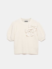 Mint Velvet White Knit Bow Top - Image 3 of 4