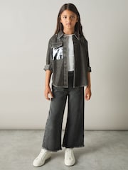 Reiss Grey Kourtney 9-13 yrs Cotton-Chambray Sequinned Shirt - Image 3 of 4