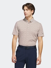 وردي - adidas Golf Go-To Printed Stripe Polo Shirt - صورة 1 من 7