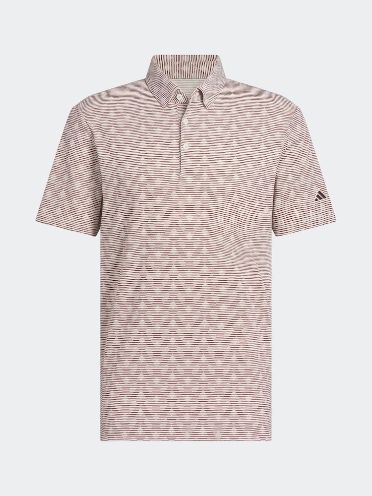 وردي - adidas Golf Go-To Printed Stripe Polo Shirt - صورة 7 من 7