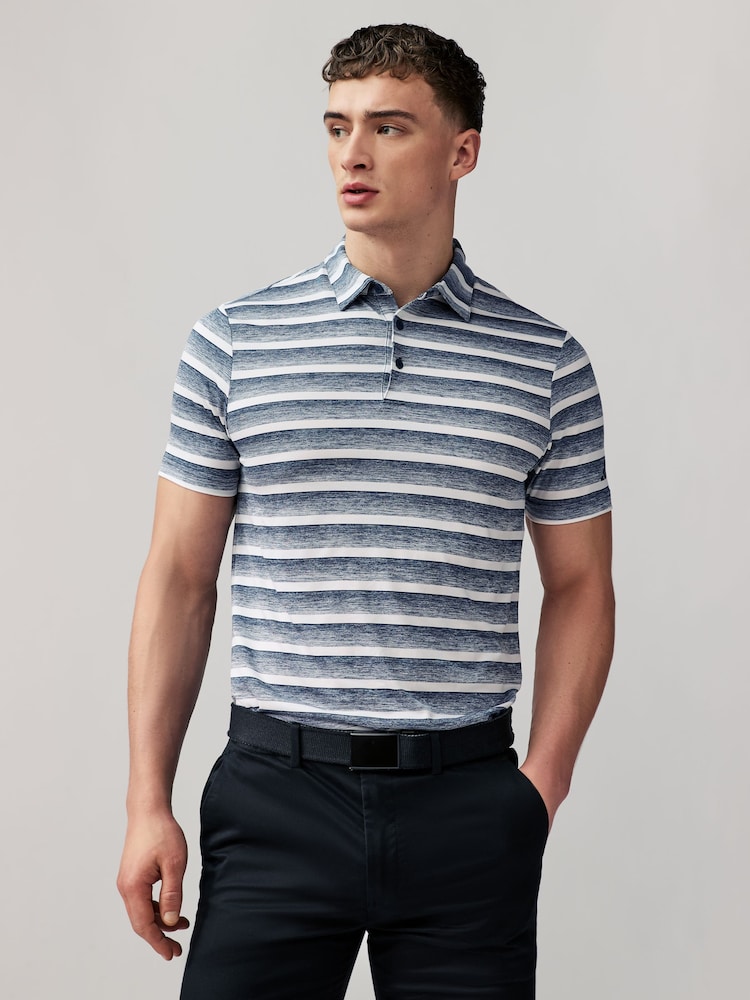 adidas Golf Two Colour Striped Polo Shirt - Image 1 of 5 adidas Golf Two Colour Striped Polo Shirt - Image 1 of 5
