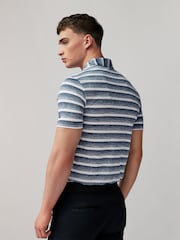 أزرق داكن/أبيض - قميص بولو خطوط لونين من Adidas Golf - صورة 2 من 5
