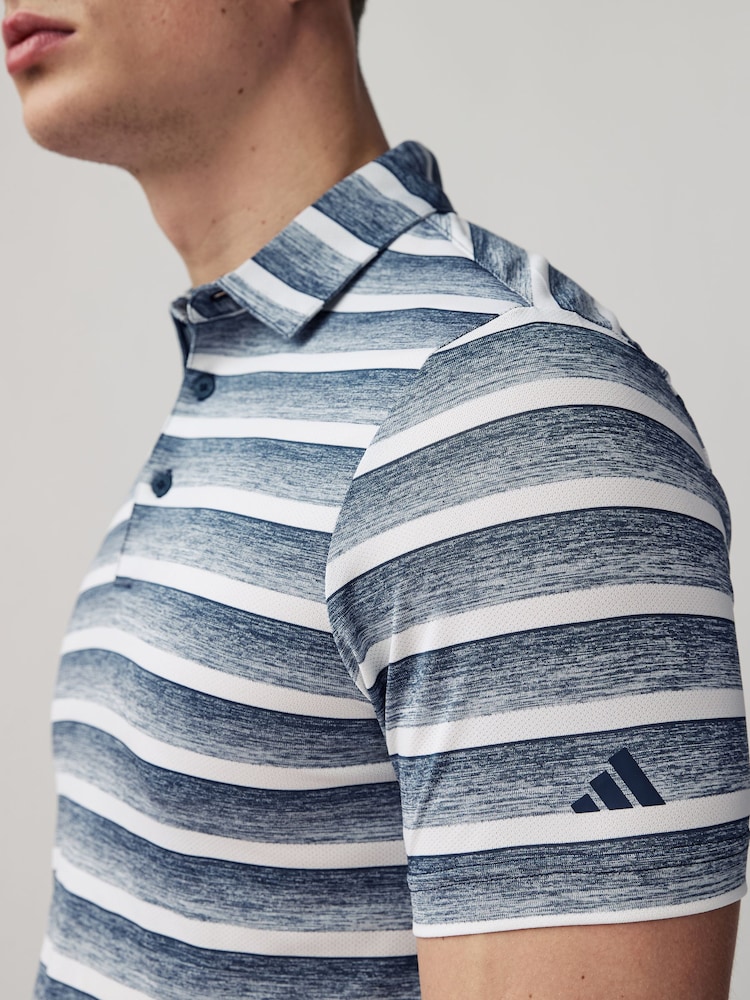 adidas Golf Two Colour Striped Polo Shirt - Image 4 of 5
