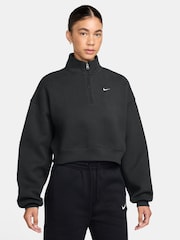 Schwarz - Nike Sportswear Phoenix Fleece Cropped Sweatshirt mit Viertelreißverschluss - Bild 1 von 3