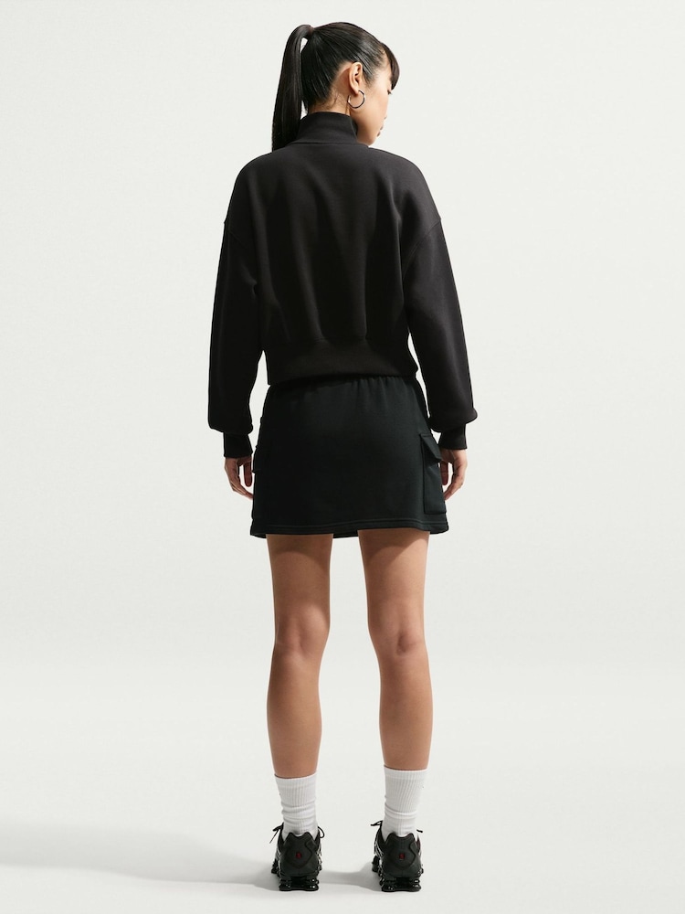 Nike Black Sportswear Phoenix Fleece Quarter Zip Cropped Sweatshirt - Image 4 of 4 Nike Black Sportswear Phoenix Fleece Quarter Zip Cropped Sweatshirt - Image 4 of 4