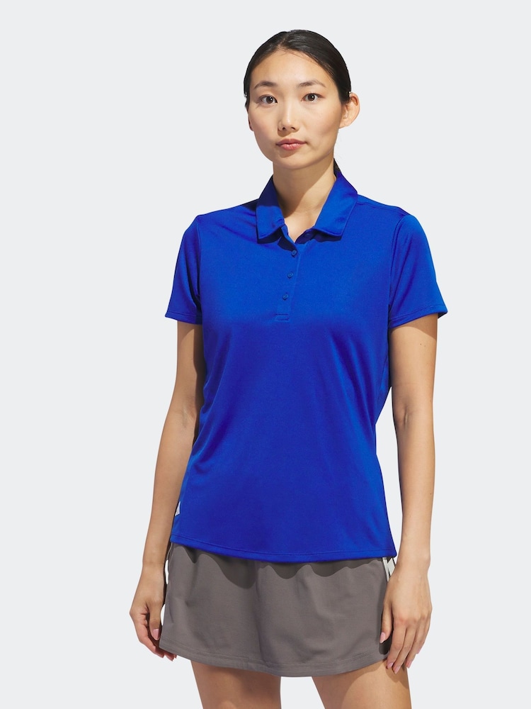 adidas Golf Womens Blue Solid Performance Short Sleeve Polo Shirt - Image 1 of 7