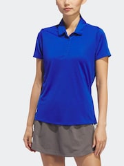 adidas Golf Womens Blue Solid Performance Short Sleeve Polo Shirt - Image 3 of 7