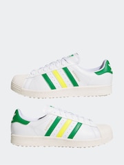 adidas Golf Superstar Spikeless White/Green Trainers - Image 3 of 9