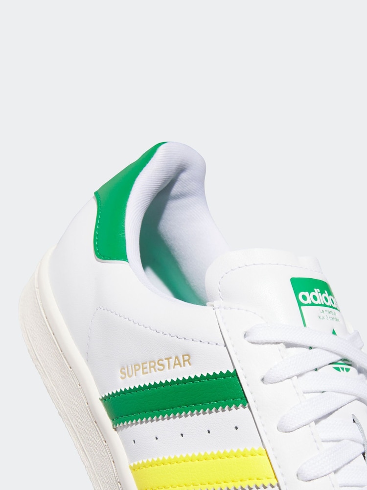 adidas Golf Superstar Spikeless White/Green Trainers - Image 7 of 9