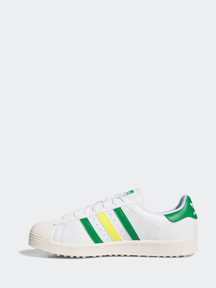 adidas Golf Superstar Spikeless White/Green Trainers - Image 8 of 9