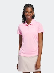 adidas Golf Womens Light Pink Solid Performance Short Sleeve Polo Shirt - Image 1 of 7
