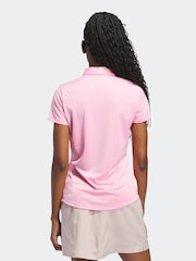 adidas Golf Womens Light Pink Solid Performance Short Sleeve Polo Shirt - Image 2 of 7