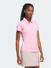 adidas Golf Womens Light Pink Solid Performance Short Sleeve Polo Shirt - Image 3 of 7